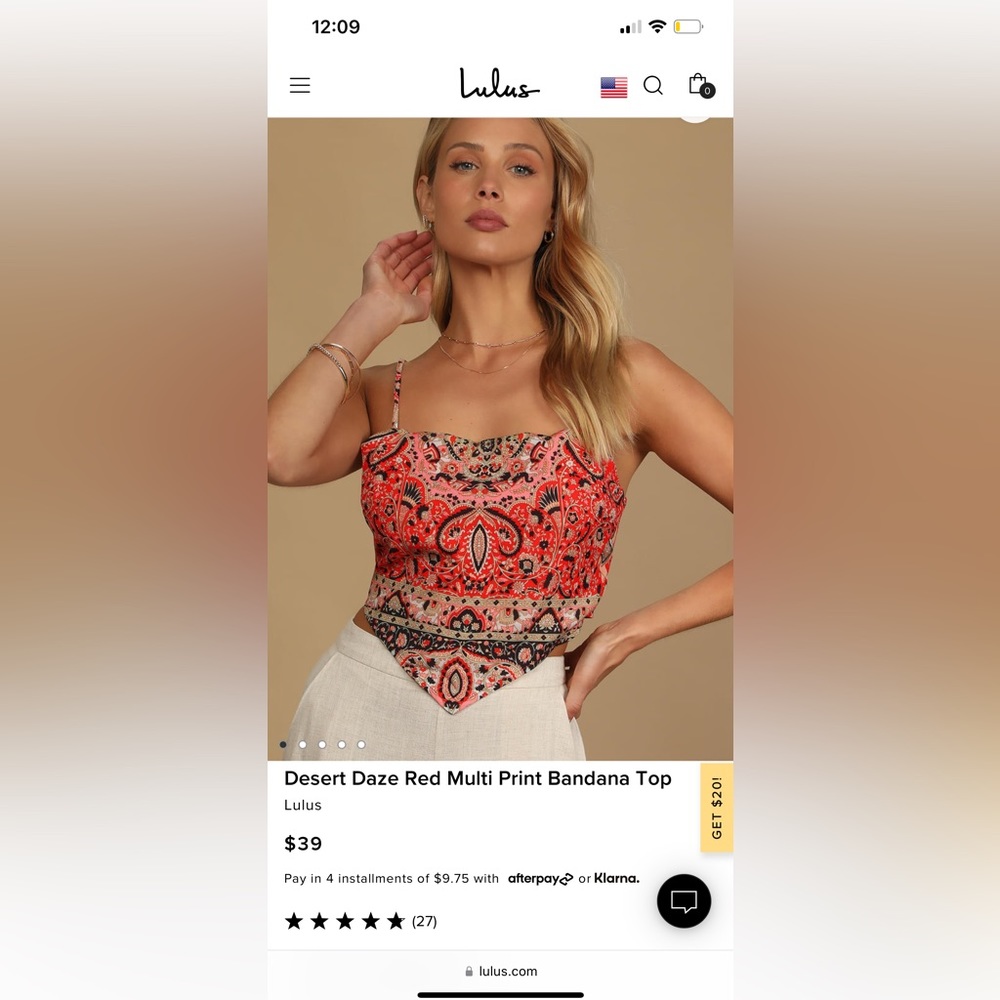 Lulu’s desert daze red multi print bandana top